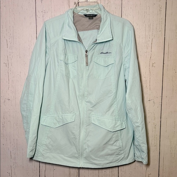 Eddie Bauer Travex Women's Size L Mint Green Full Zip Lightweight Cargo Jacket - Picture 1 of 6